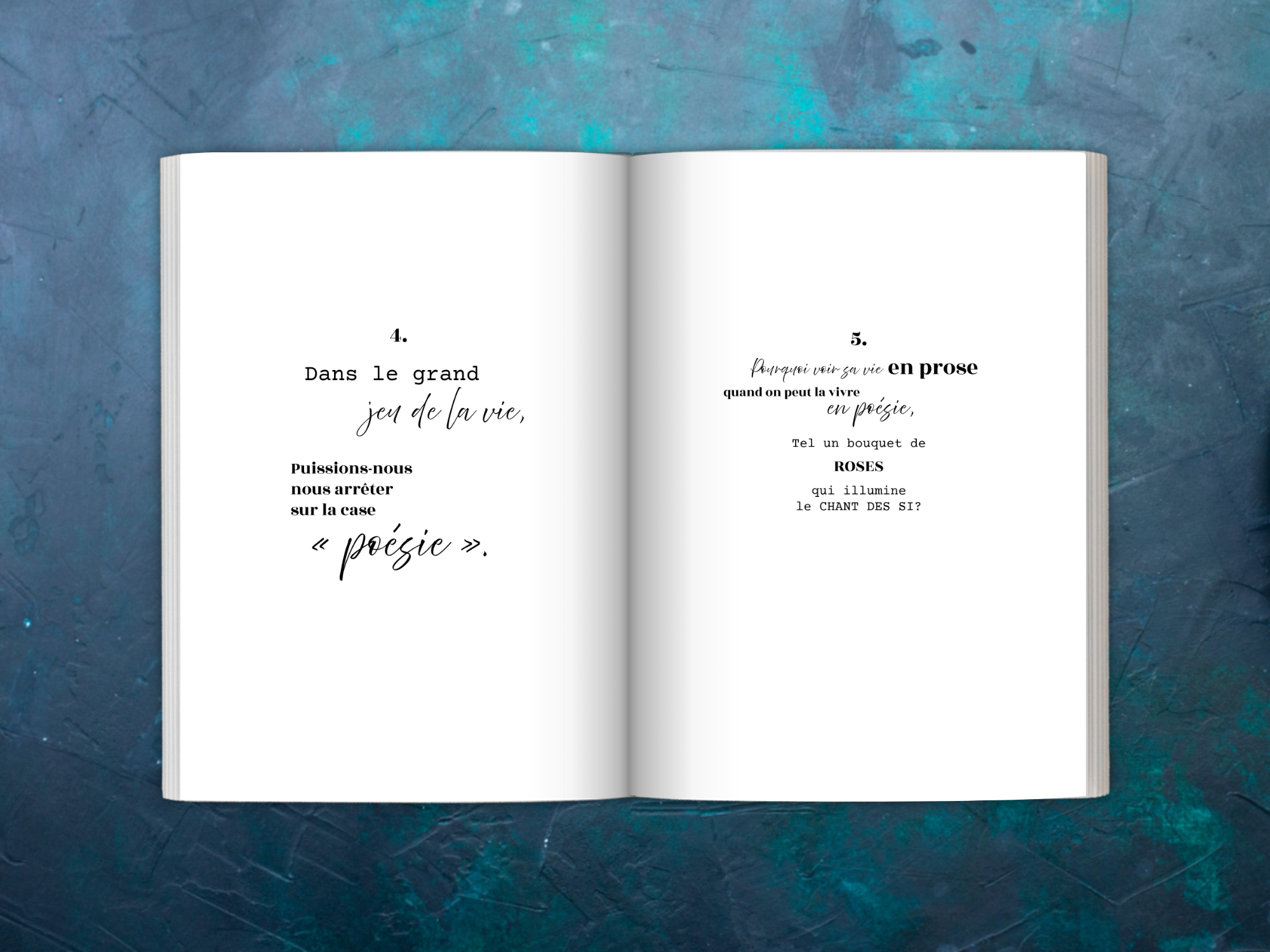Pages 4 et 5 du livre CAP : vivre en poésie